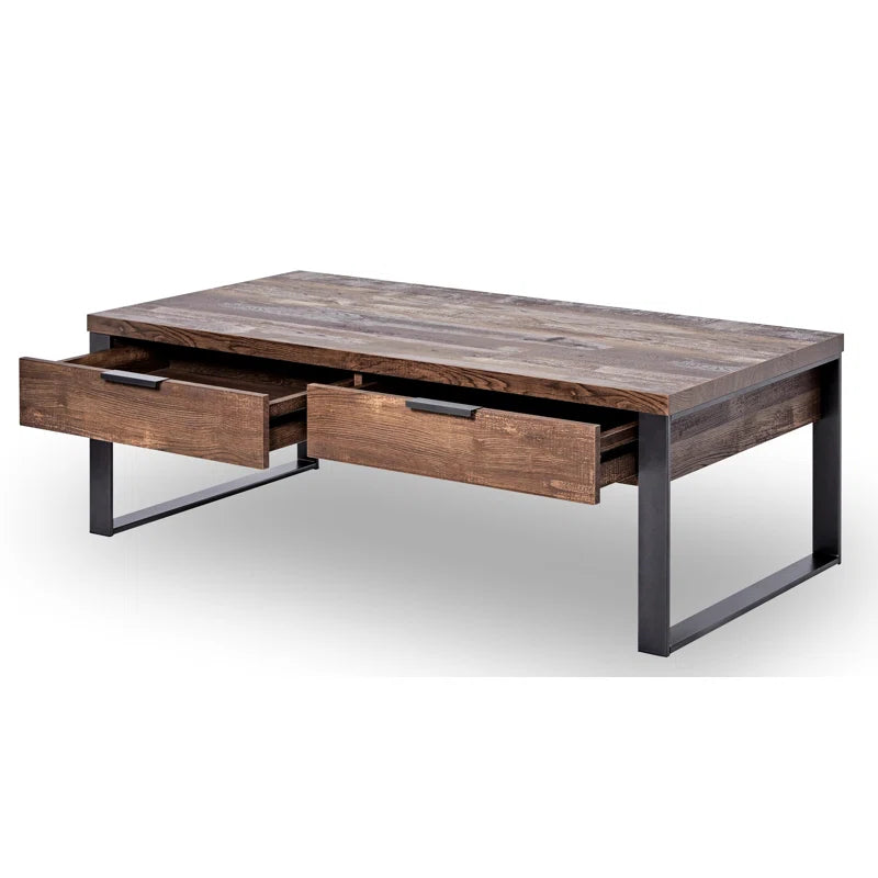 Wooden Coffee Table with Storage Brown