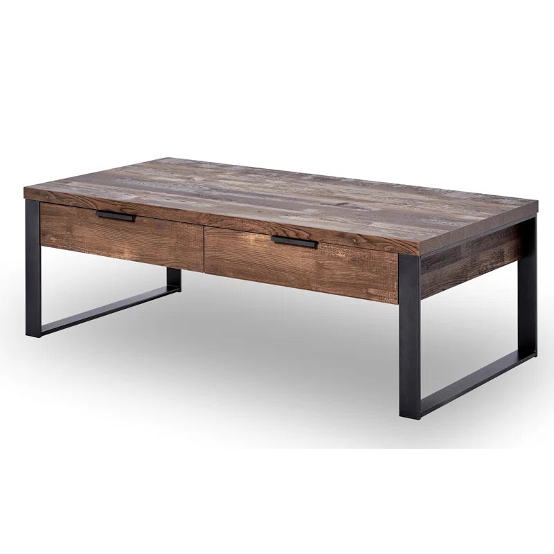 Wooden Coffee Table with Storage Brown