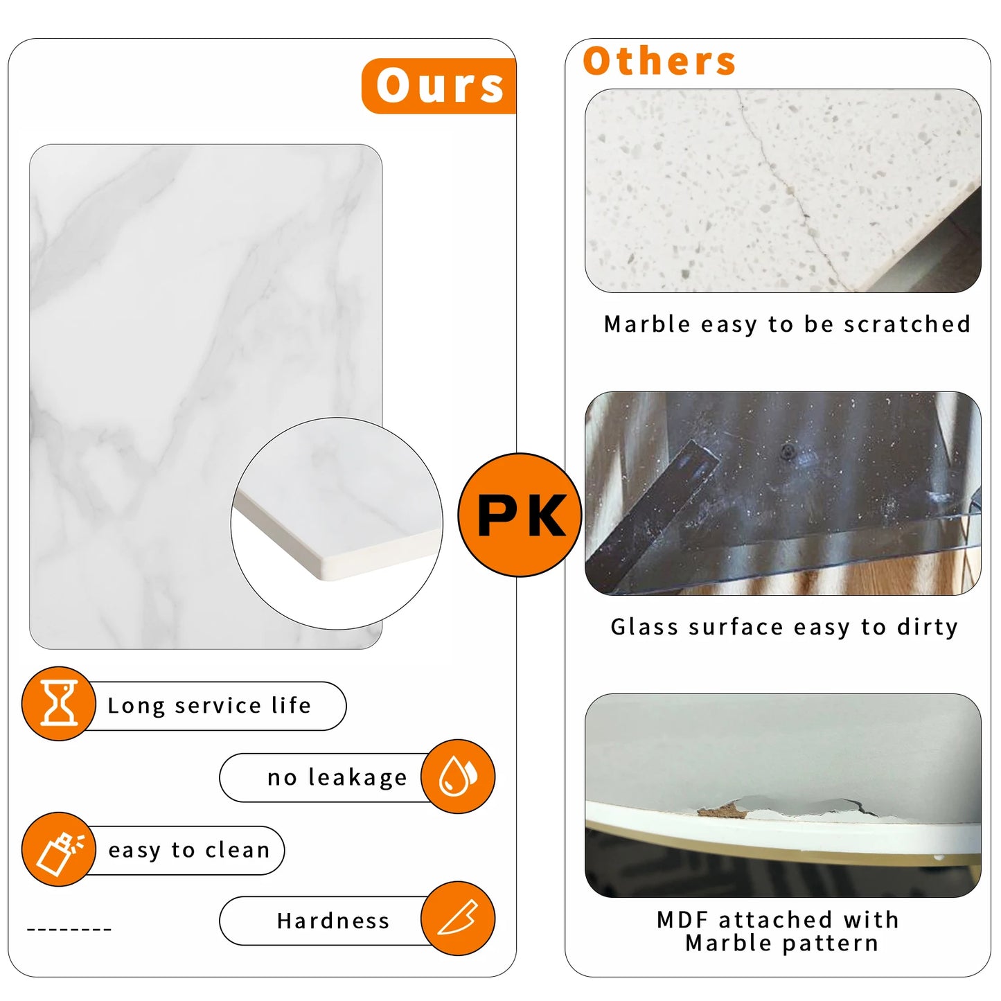 Sintered Stone C Shaped Snack Table, Rectangle End Side Table