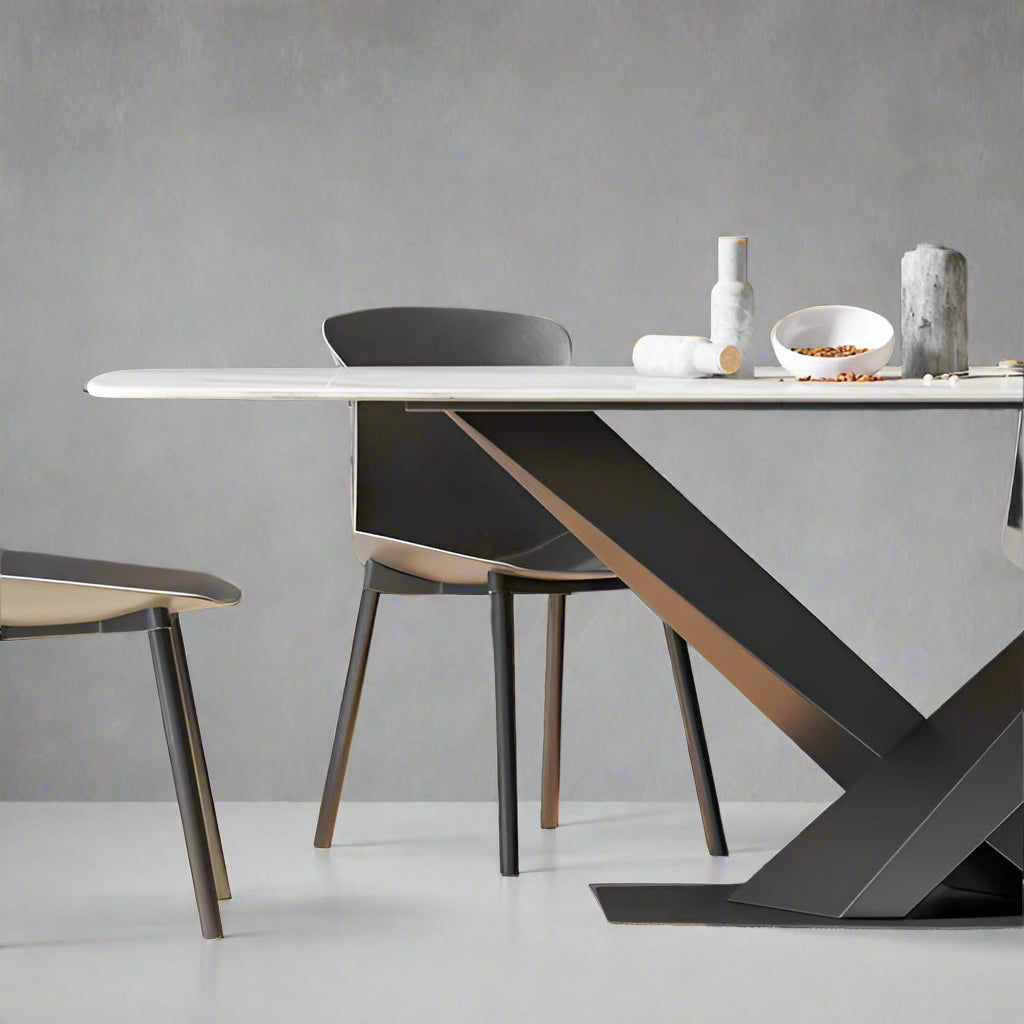 Marble table with X legs