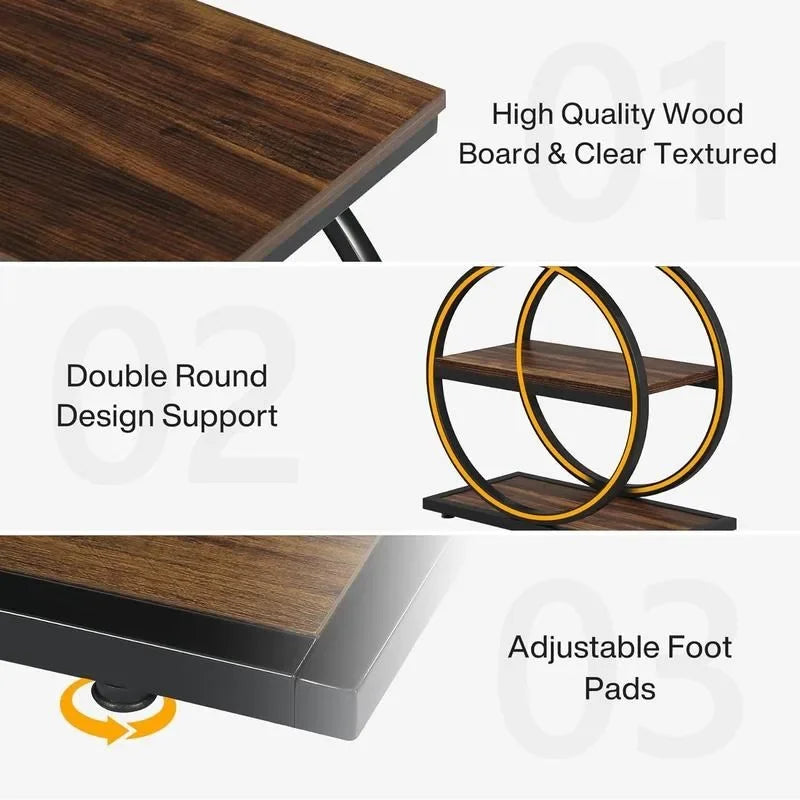 Storage Shelves, Industrial Wood Side Table with Black Frames