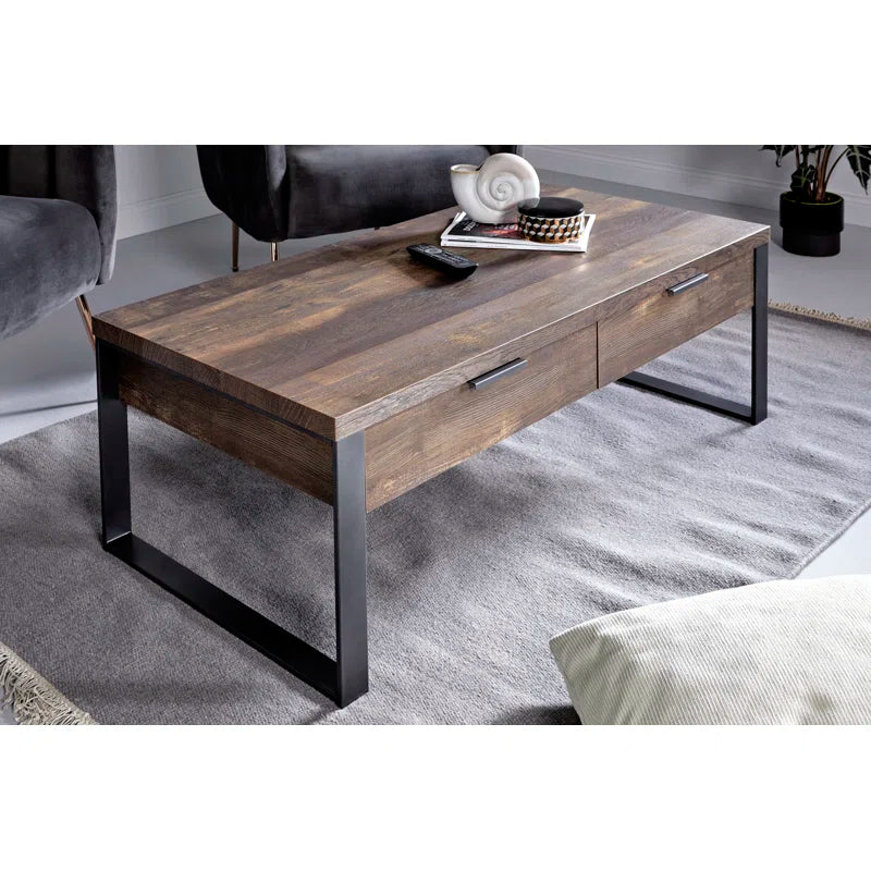Wooden Coffee Table with Storage Brown